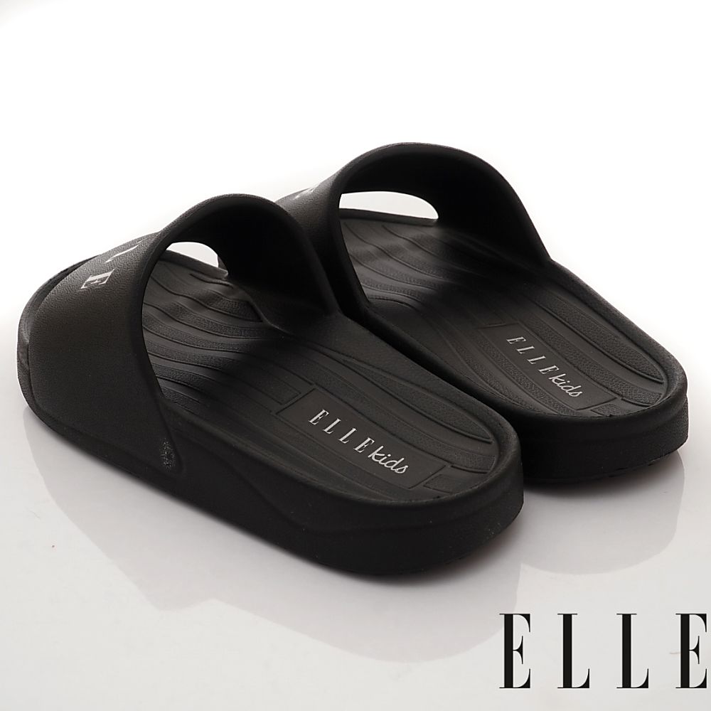 ELLE - 台灣製ELLE輕便休閒拖鞋(中小童段)-拖鞋-黑