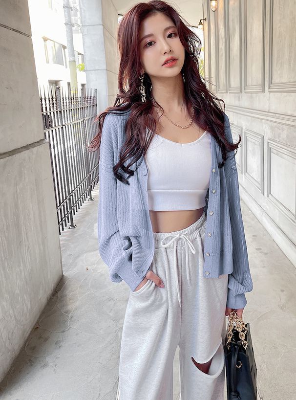 日本 GRL - 嫘縈混百搭透氣薄外套-水藍 (F)