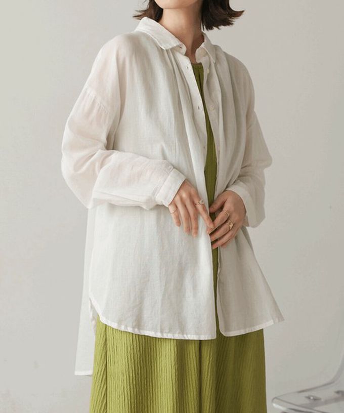 日本 Bab - 100%印度棉 柔軟輕盈寬版襯衫-薰衣草