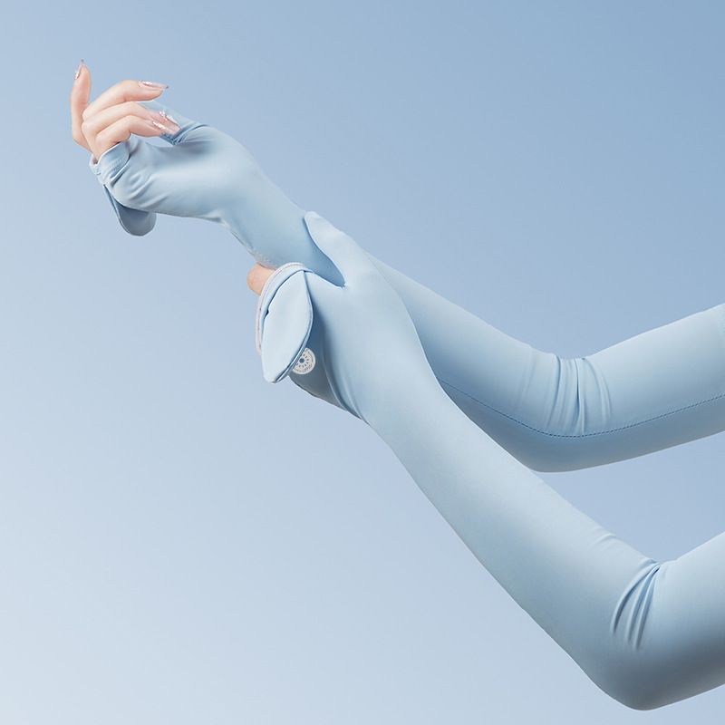 UPF50+成人冰絲涼感防曬袖套-可翻蓋款-黑色