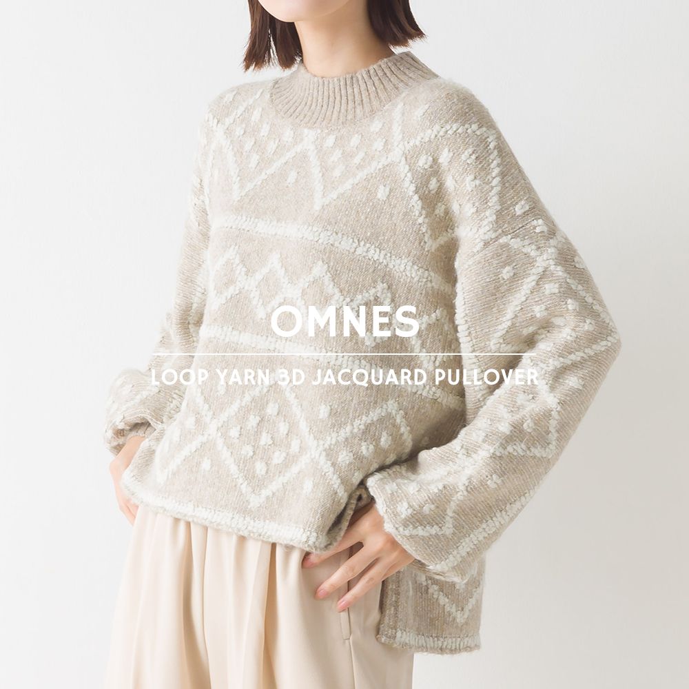 日本 OMNES - 歐風圖騰柔軟針織毛衣-石墨灰