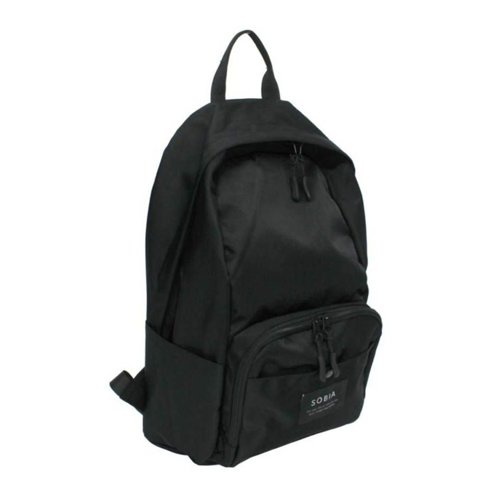 防水加工 寬敞大容量休閒尼龍後背包-黑