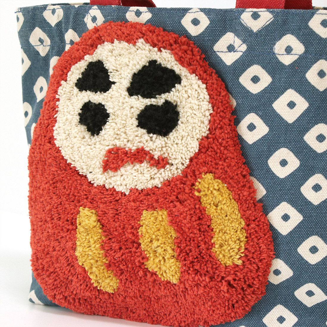日本 TOMO - [限定]開運好物刺繡手提袋-招財貓-紅 (30×20×D10cm)