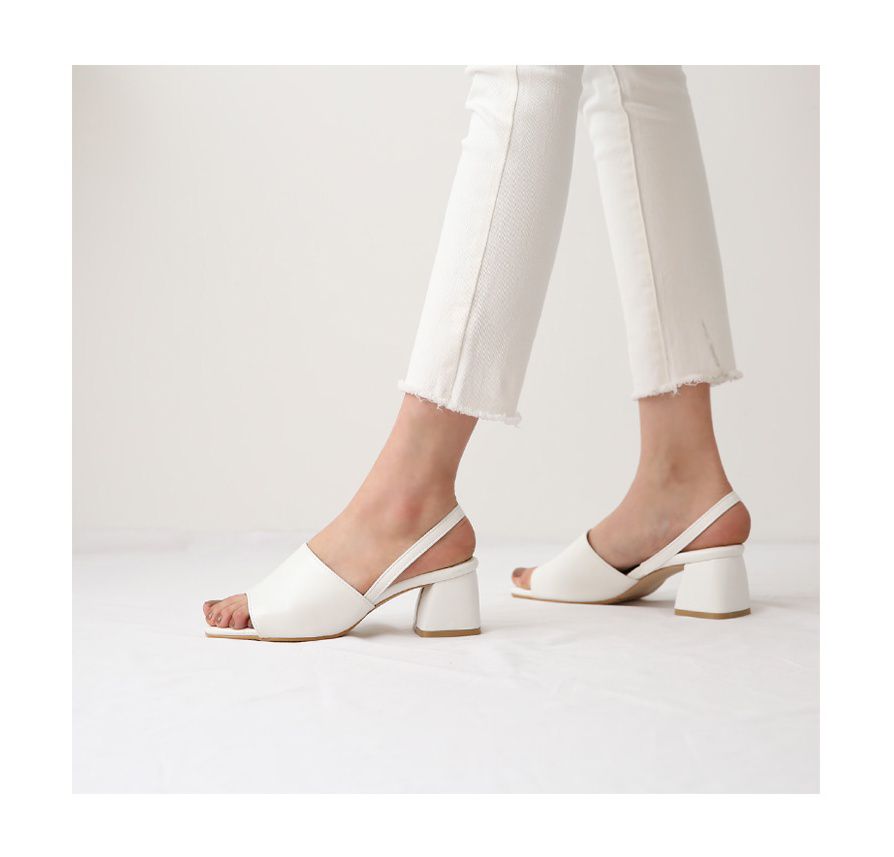 韓國 Dangolunni - 5cm寬面優雅細帶涼鞋-杏