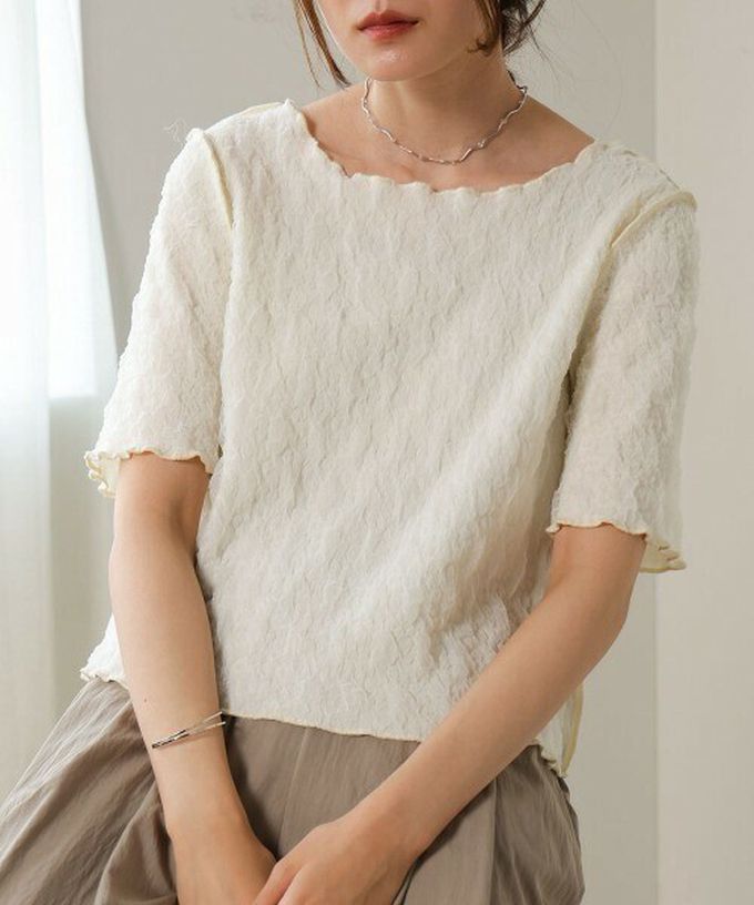 日本 Bab - 前後穿清爽皺褶短袖上衣-粉紅