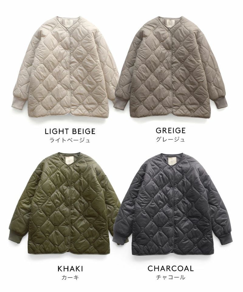 日本 zootie - 輕量絎縫百搭落肩鋪棉外套-淺灰棕