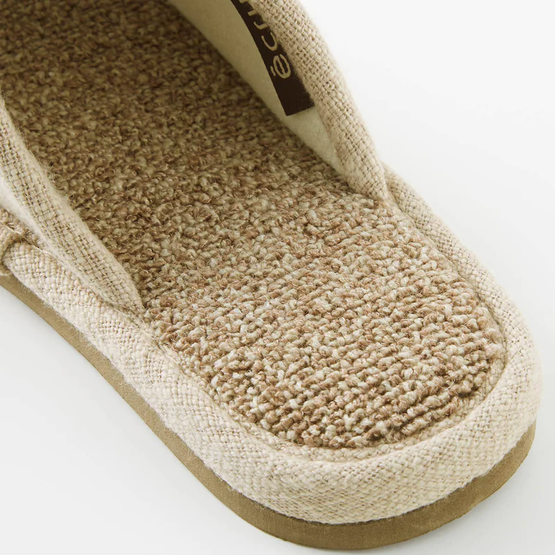 日本千趣會 - 透氣棉麻質感室內拖鞋-黃