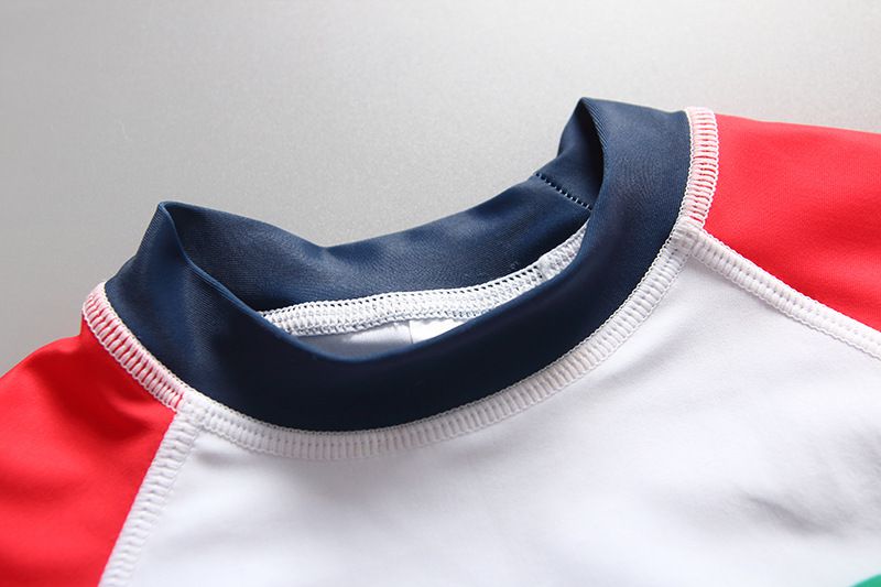 男寶長袖泳裝套裝(附帽子)-快樂恐龍-紅+白+藍