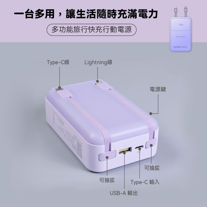 支援三種設備同時充電