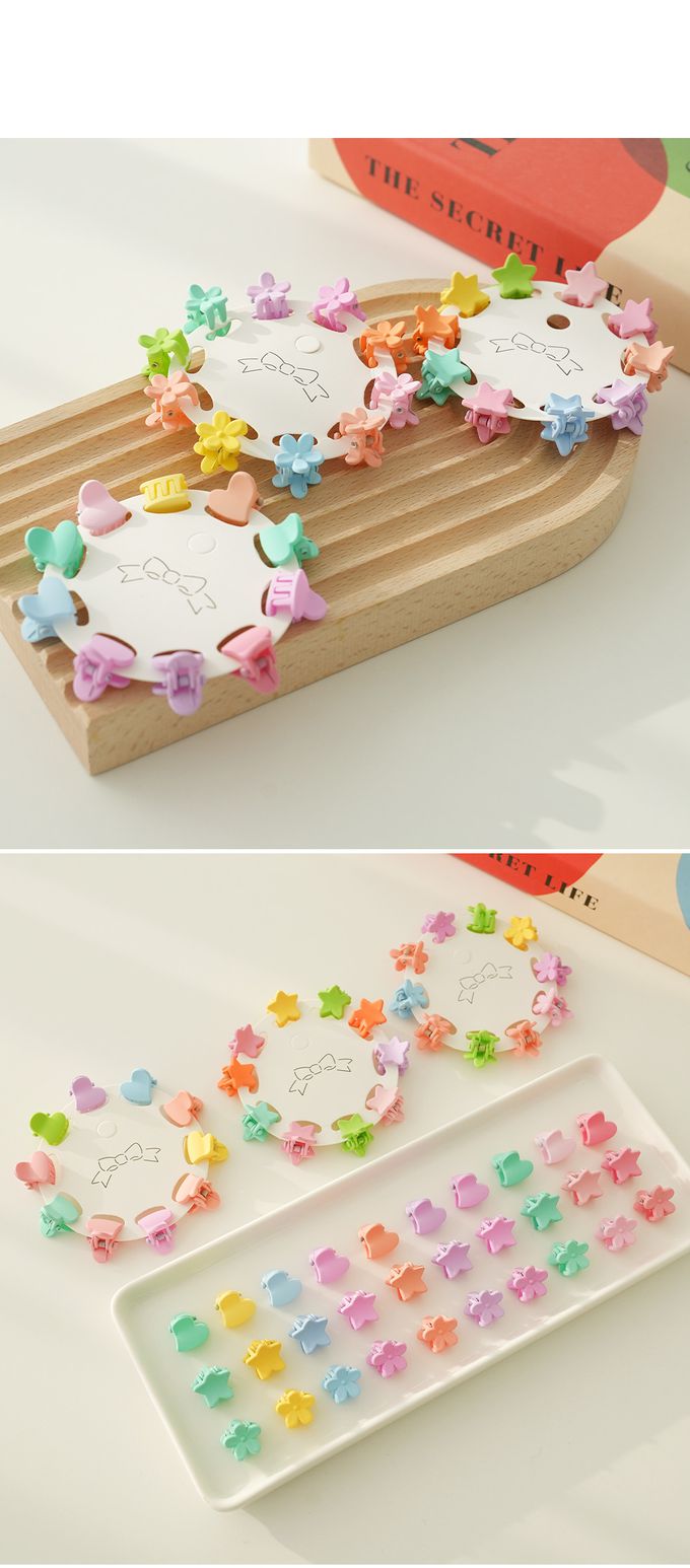 韓國 Soo&Soo - 迷你馬卡龍色小抓夾-花朵-10個一組