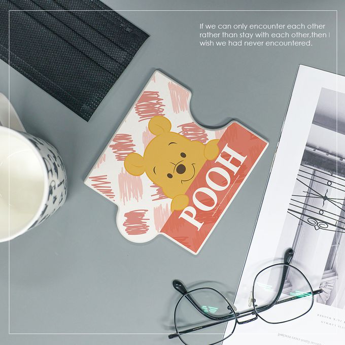 收納王妃 - 迪士尼 Disney QQ維尼系列【塗鴉小豬】拼圖造型珪藻土吸水杯墊 吸水墊12X14X0.5cm