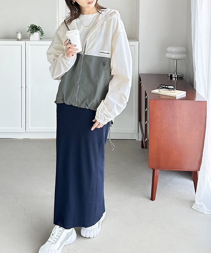 日本 Classical Elf - Java 撞色抽繩防風尼龍外套-芥黃x藍