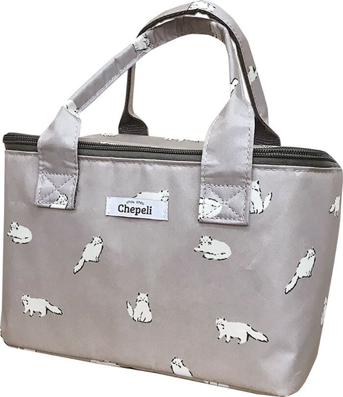 日本 Chepeli - 印花保溫保冷方形手提便當袋-小刺蝟-開心果綠 (15x25x13.5cm)