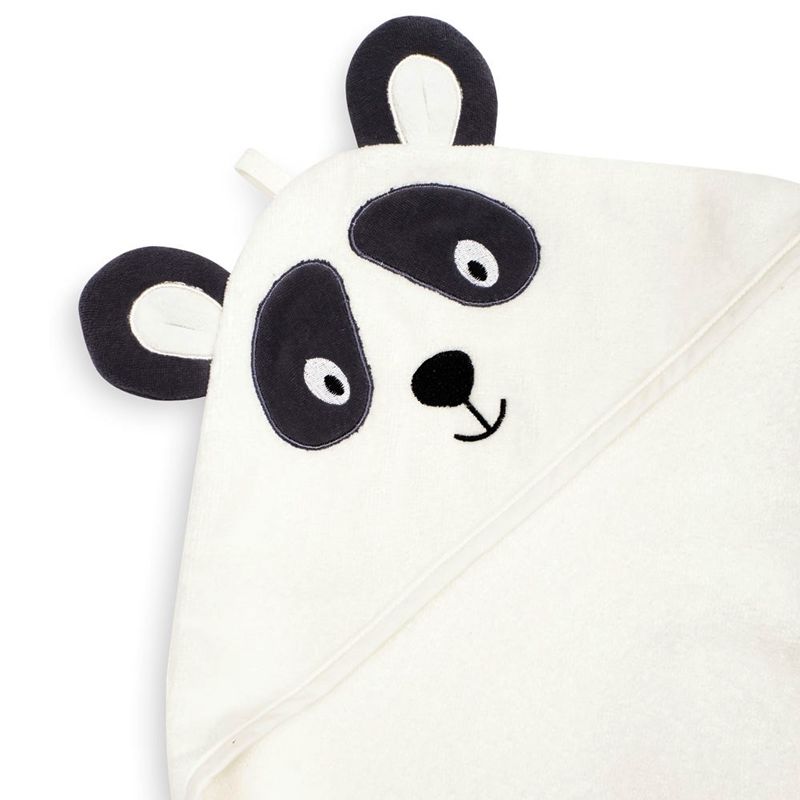英國 JoJo Maman BeBe - 100%純棉動物造型連帽浴巾/包巾-米白浣熊