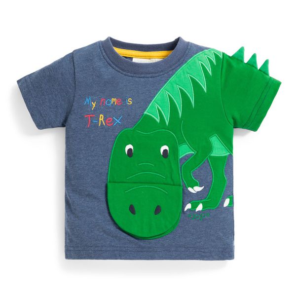 英國 JoJo Maman BeBe - 嬰幼兒/兒童100% 純棉短袖上衣-綠恐龍