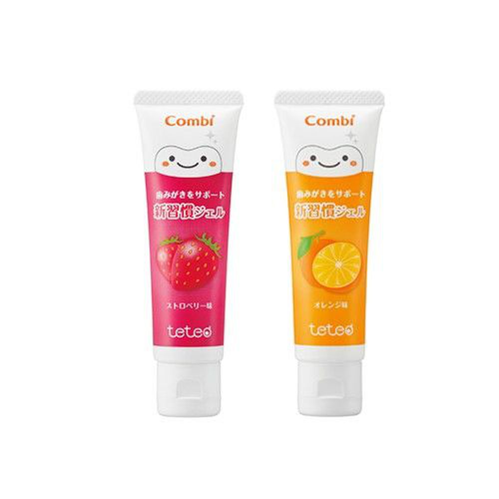 日本 Combi - teteo 幼童含氟牙膏-含氟量500ppm-草莓牙膏x1+橘子牙膏x1