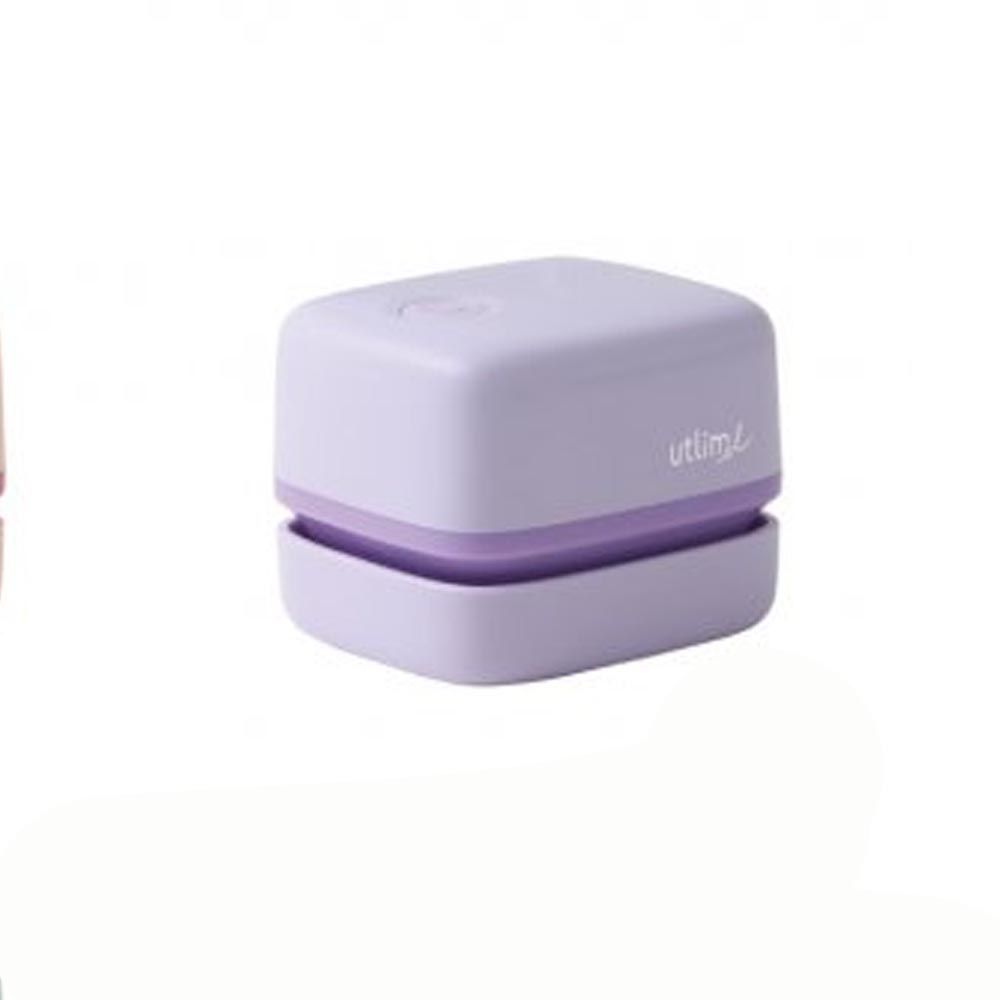 日本文具 SONIC - 電動桌面迷你吸塵器(紙屑/橡皮擦屑)-文青方型-粉紫 (6×5.7×7cm)