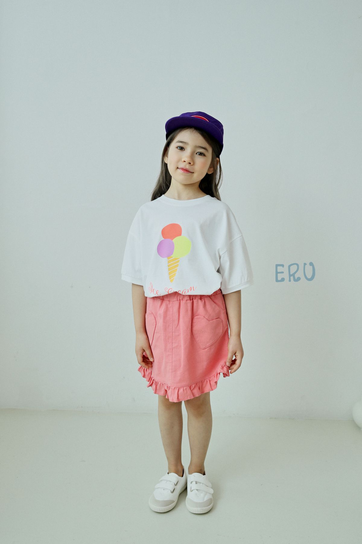 韓國 ERU - 三色冰淇淋印花T-白