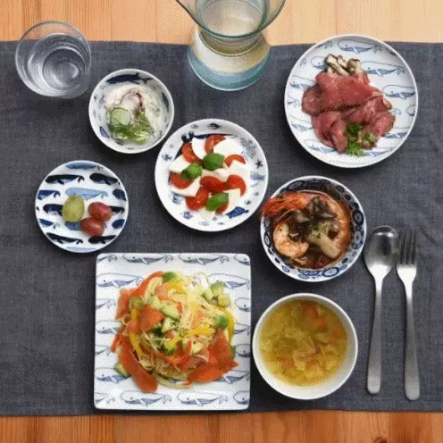 natural69 波佐見燒 - cocomarine方形餐盤-海之中 (17x17x2cm)