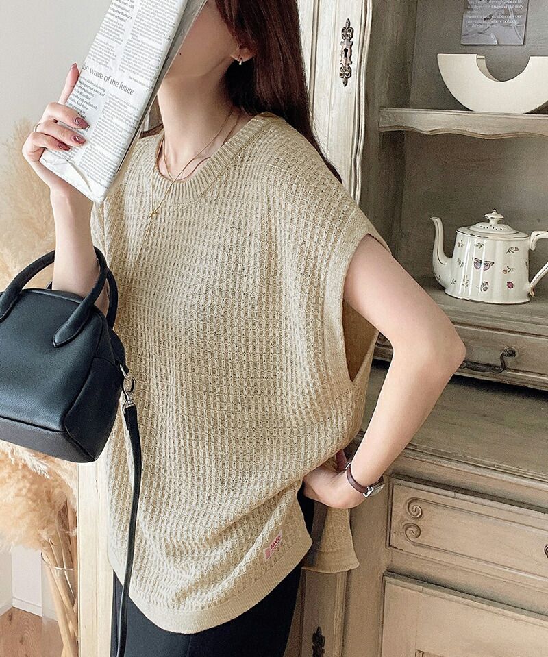 日本 Classical Elf - 百搭清新鉤針無袖上衣/背心-黑