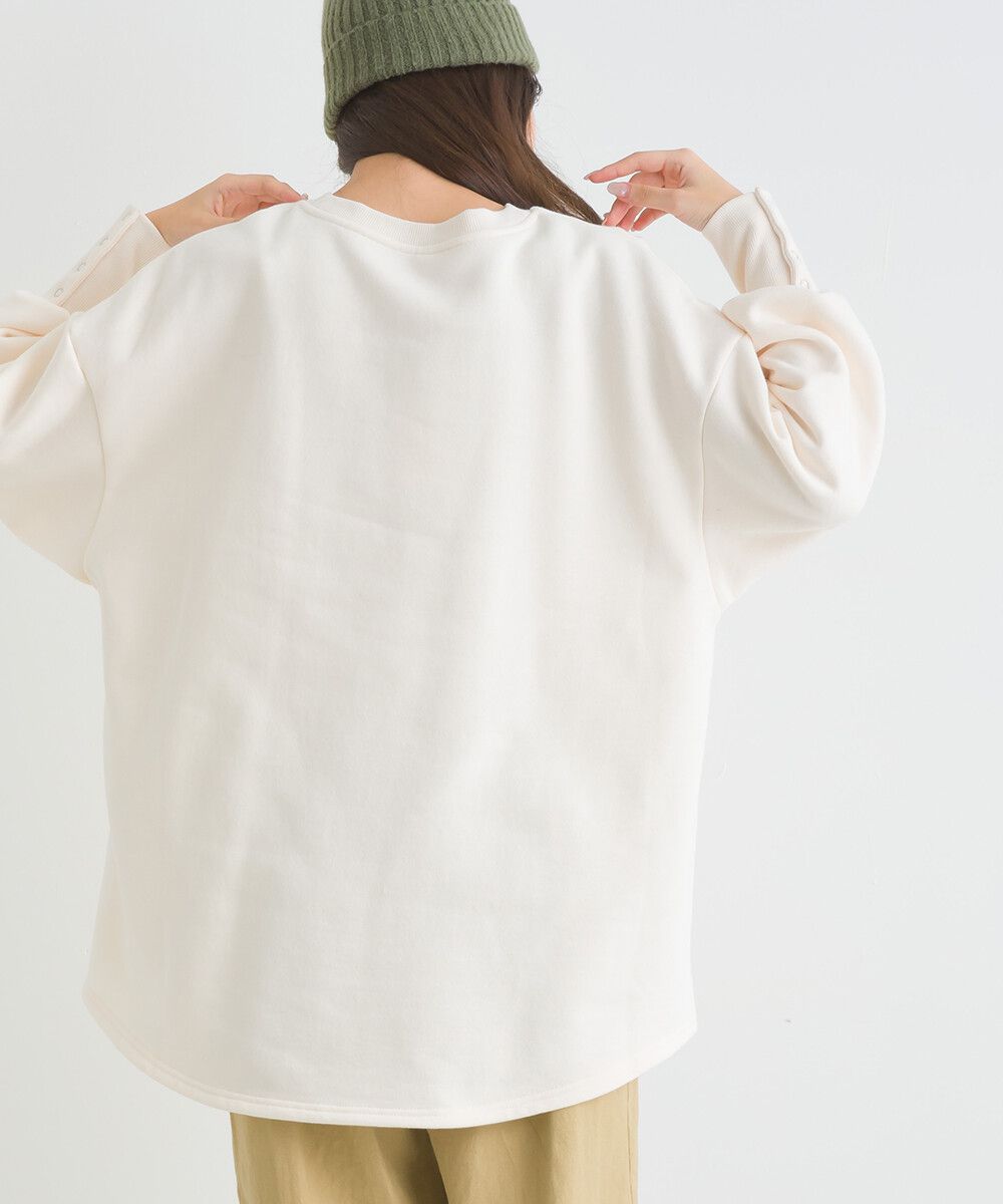 日本女裝代購 - 裏起毛典雅束口袖長袖上衣-象牙