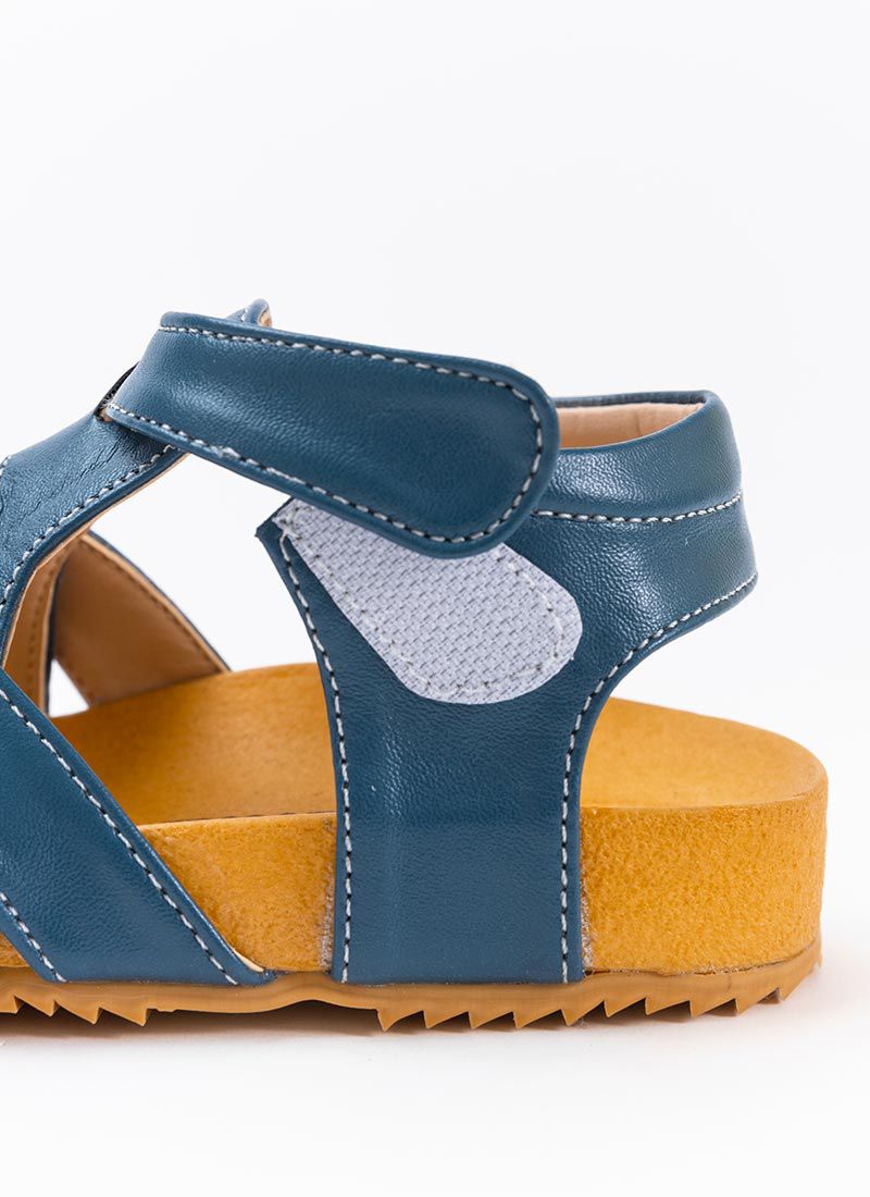 韓國 OZKIZ - 不對稱交叉魔鬼氈涼鞋-棕