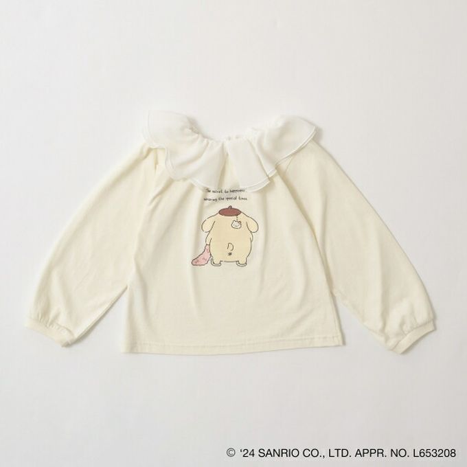 日本 Lycee mine - 聯名款 正反2way薄紗領長袖上衣-布丁狗-米黃