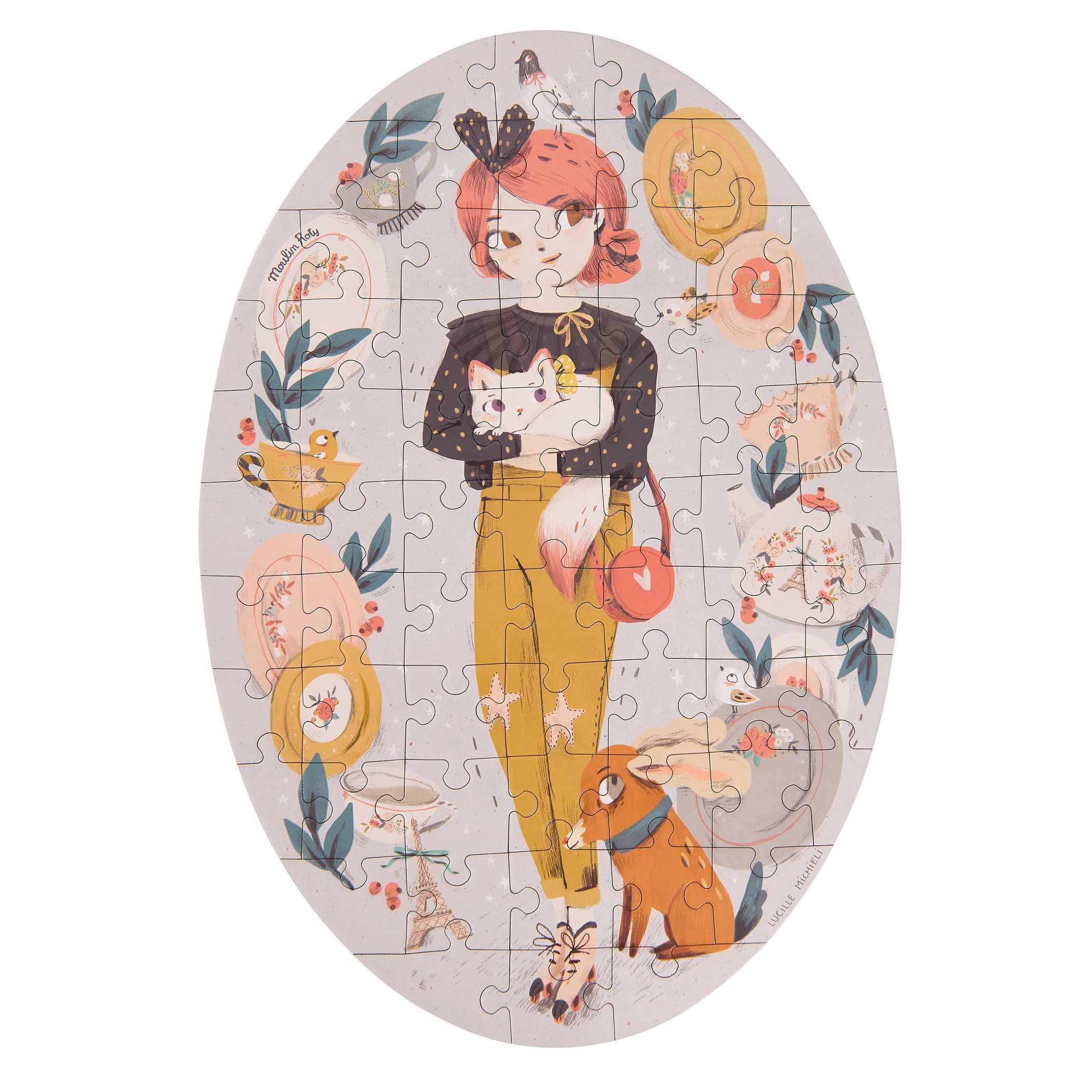 Moulin Roty - 浪漫女孩圓筒禮盒拼圖(65片)