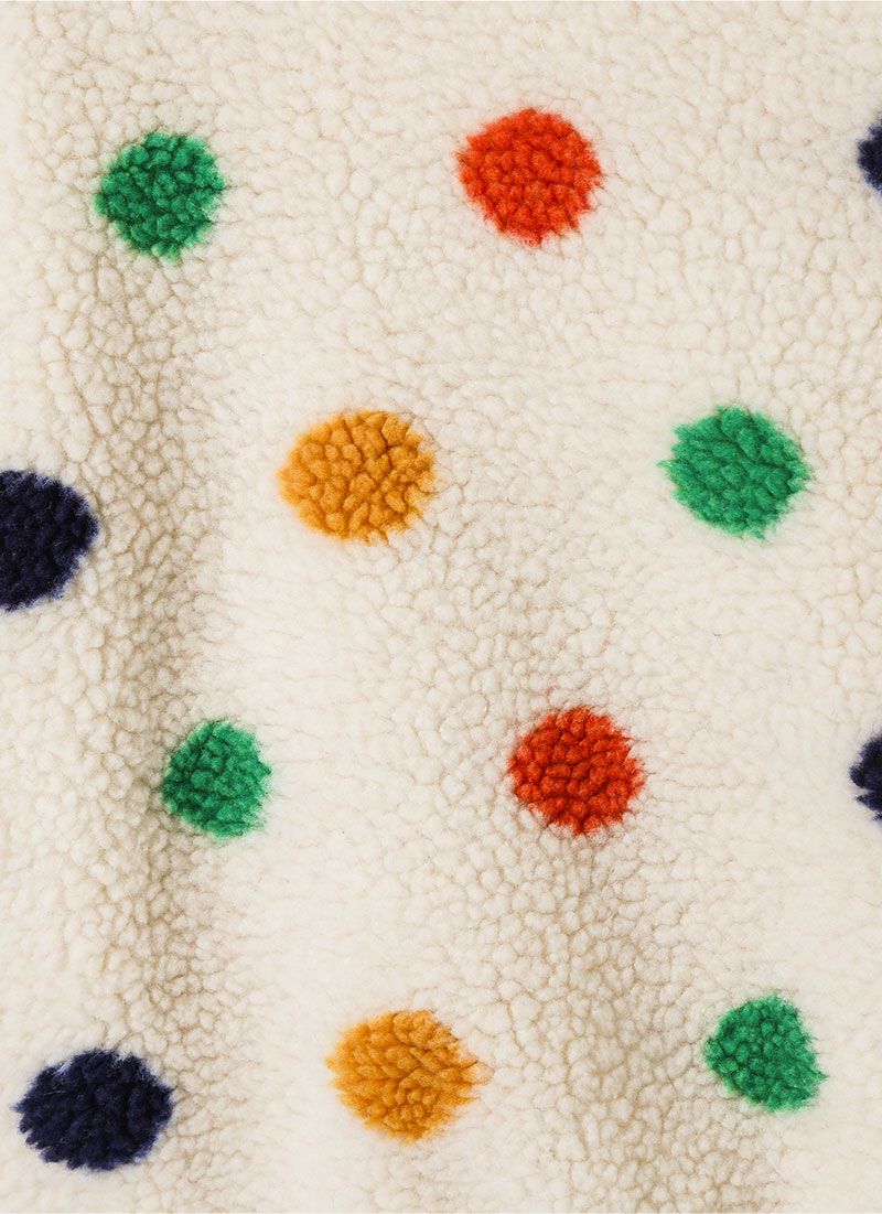 韓國 OZKIZ - (附帽子)彩點毛絨絎縫內裡保暖外套-卡其