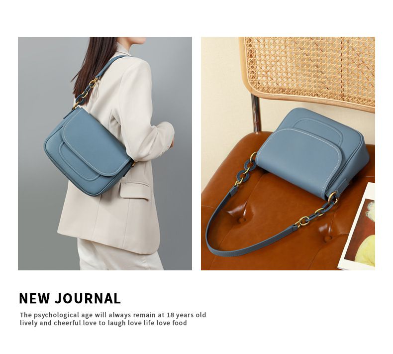 真皮質感腋下馬鞍包-附2種背帶-深棕色 (25x19x9cm)