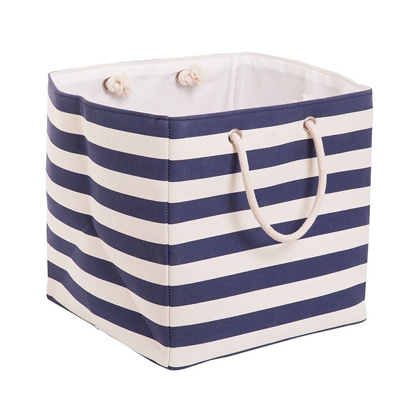 英國 JoJo Maman BeBe - 多用途玩具藍/洗衣籃-藍白條紋