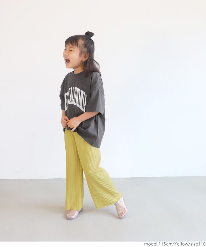 日本 COCA - [熱銷定番] 速乾垂墜彈性風琴寬褲-四季小孩款-咖啡