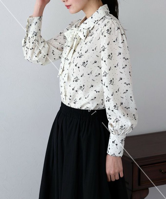 日本 BLUE EAST - 大人氣！優雅扭結雪紡長袖襯衫-灰藍