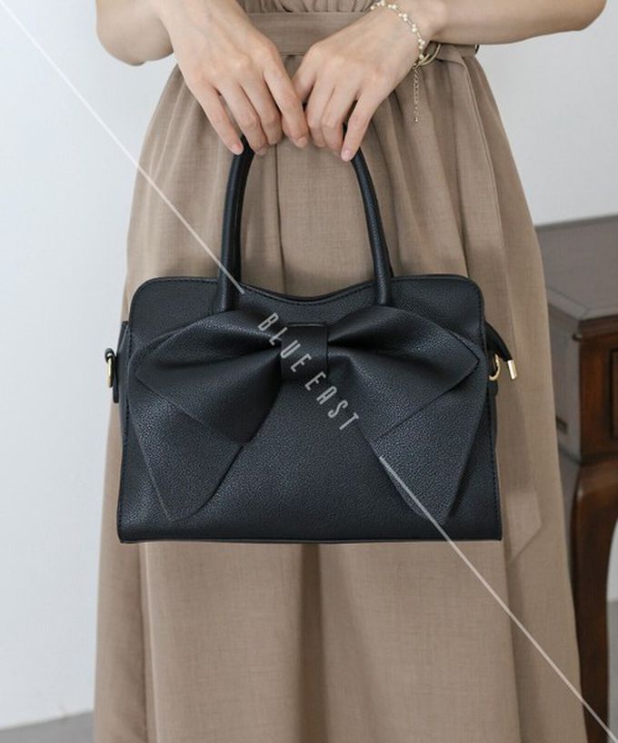日本 BLUE EAST - 2way俏麗蝴蝶結方型手提/側背包-黑