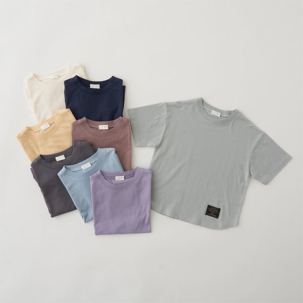 日本 b-ROOM - 純棉柔軟定番素色短袖上衣-淺黃