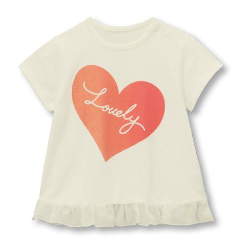 日本千趣會 - 天竺棉印花短T(小童)-Lovely愛心-白