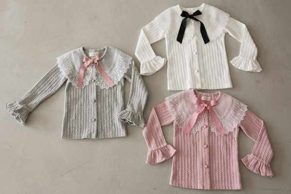 韓國 Merry Kate - 蕾絲透膚領小罩衫/小外套-粉紅