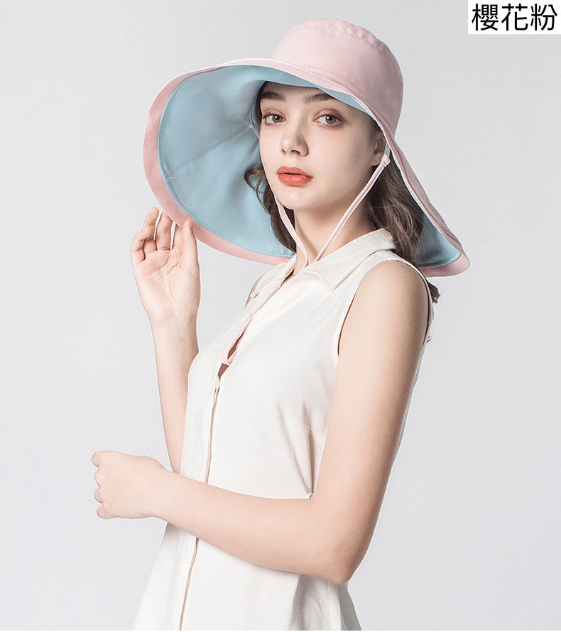 抗UV大帽沿防曬遮陽帽-氣質灰
