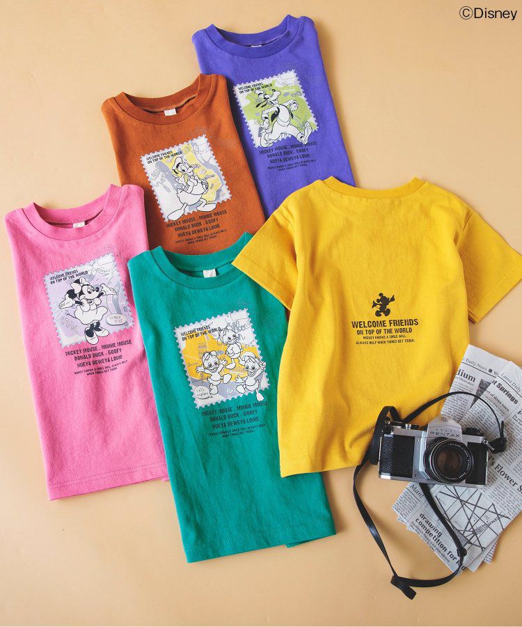 日本 BREEZE - 迪士尼聯名 印花短袖上衣-旅行郵票-紫色高飛狗