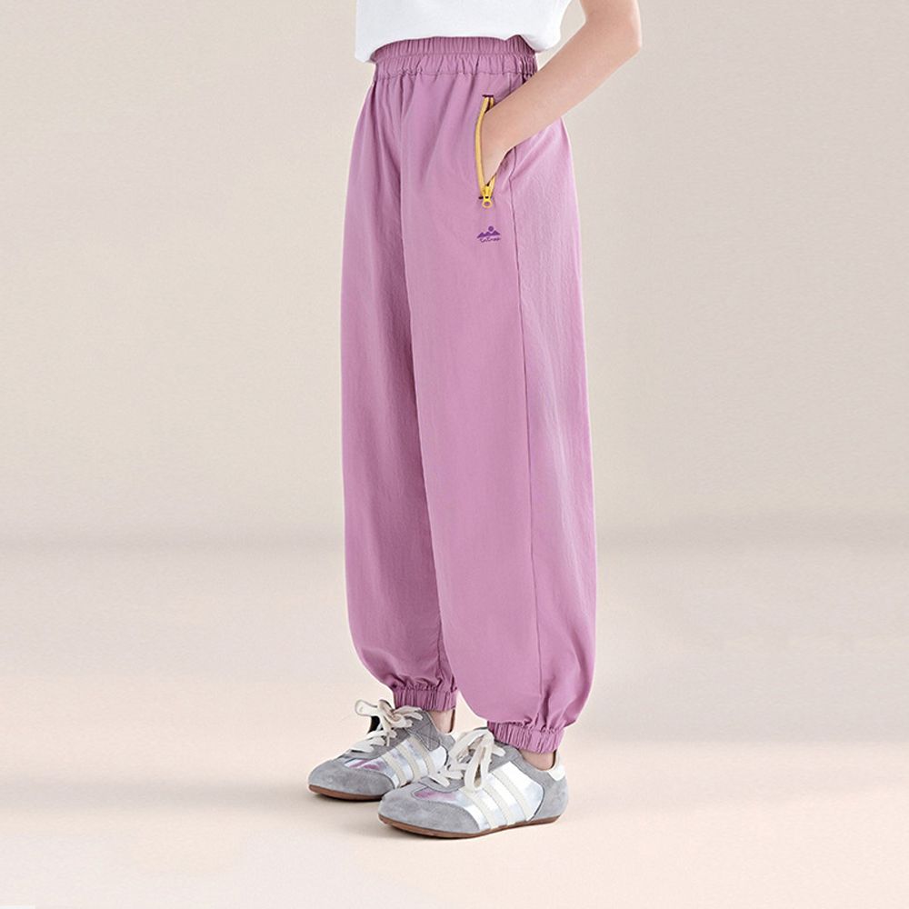 UPF50+輕量透氣防蚊褲-撞色拉鍊-粉紫