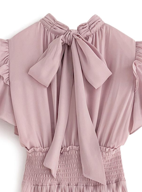 日本 GRL - 甜美時光收腰百摺短袖洋裝-黑