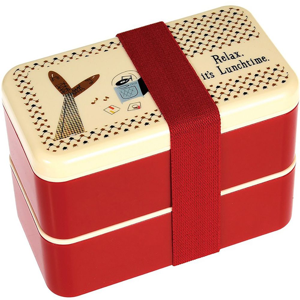 英國 Rex London - 方形三層午餐盒/便當盒/野餐盒(附3入餐具)-悠閒時光
