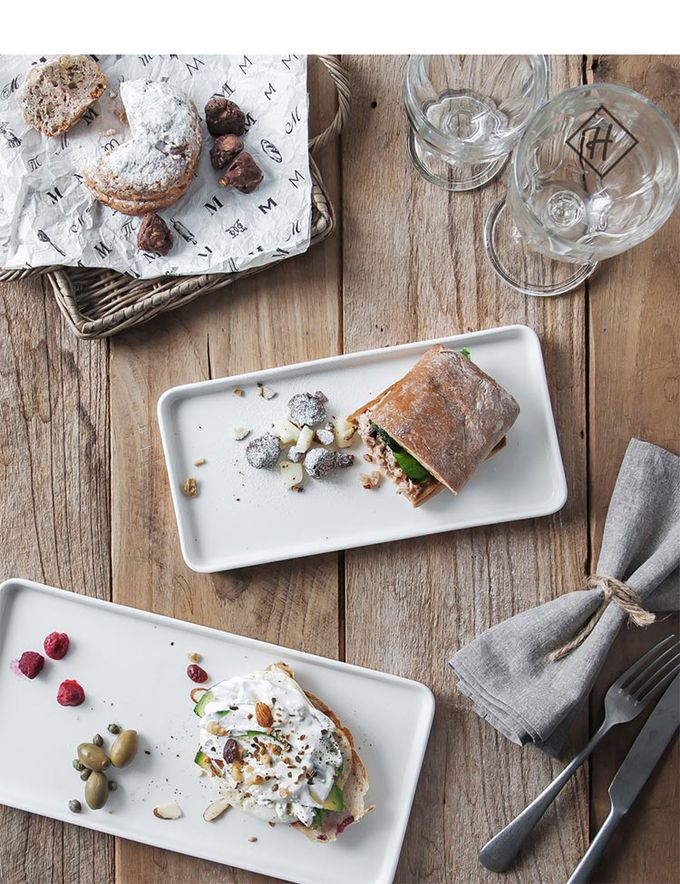 韓國 SSUEIM - LEED系列莫蘭迪陶瓷長方形淺盤Ｍ (白色)