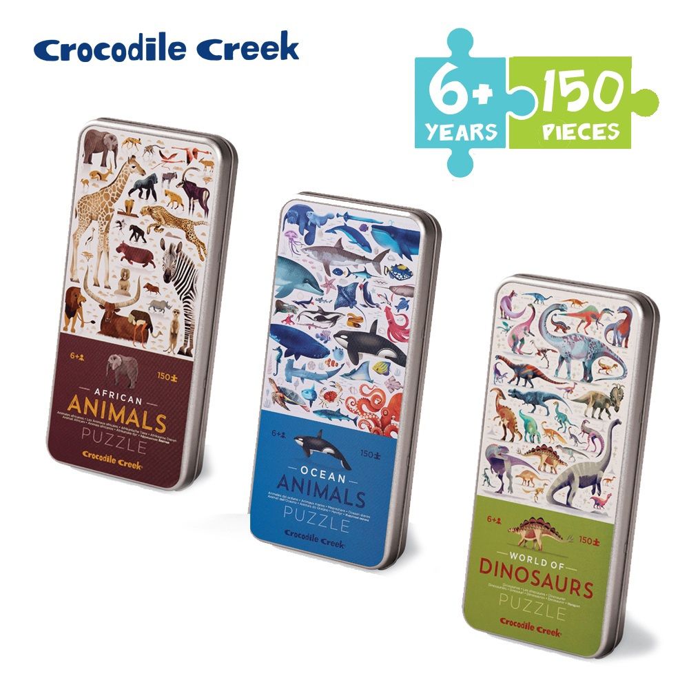 Crocodile Creek - 鐵盒圖鑑拼圖-非洲動物-150片-6歲以上