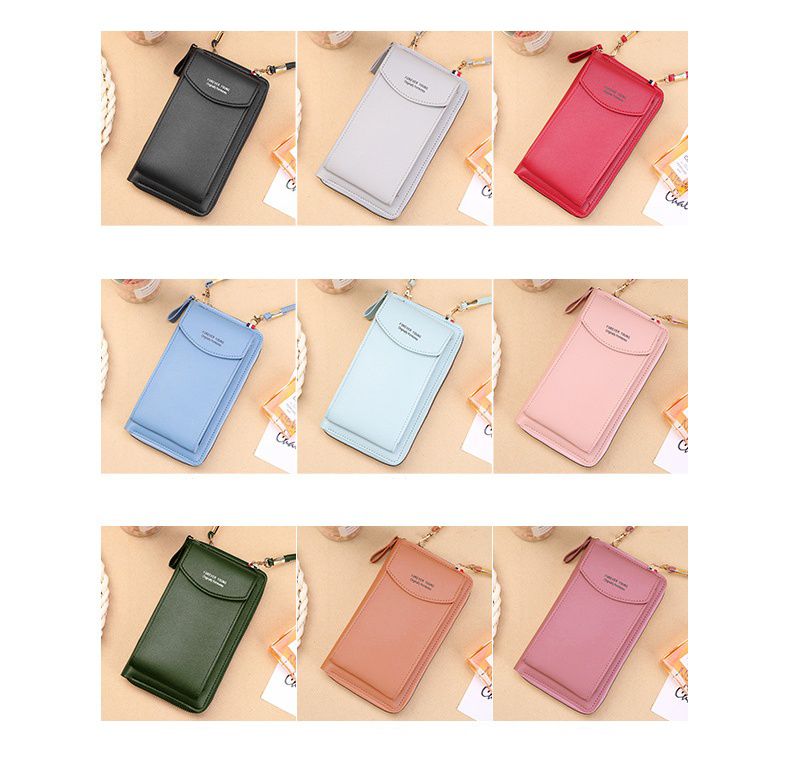 大容量雙層手機包/斜背包-粉红色 (19.5x11x4cm)