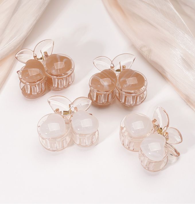 韓國 Soo&Soo - 正韓製立體櫻桃髮夾-奶茶