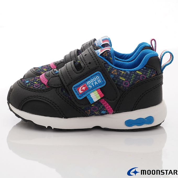 Moonstar日本月星 - 月星速乾機能運動款(中小童段)-運動鞋-黑/符號