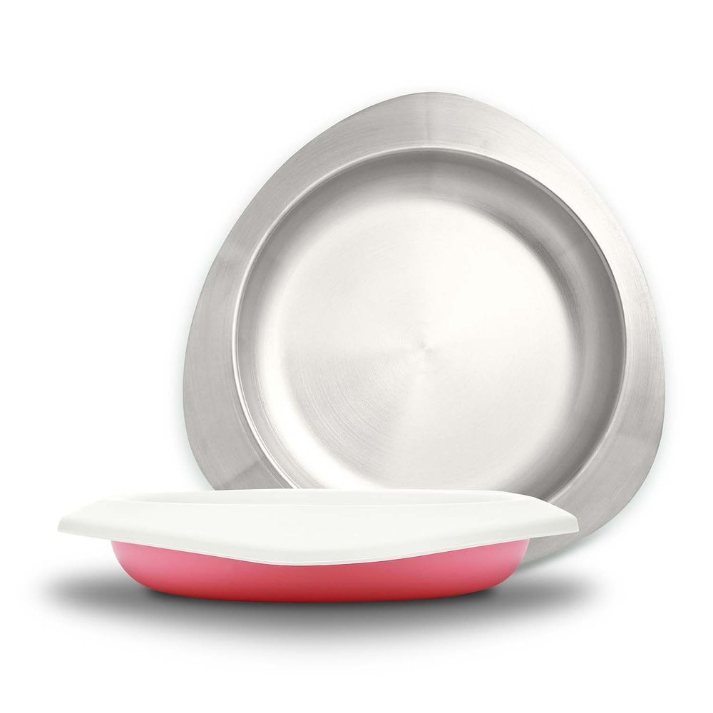VIIDA - Soufflé抗菌不鏽鋼兒童餐盤-餐盤-粉-專案