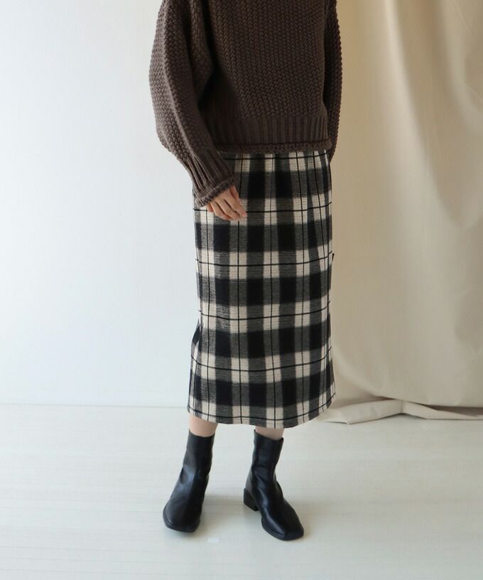 日本 BLUE EAST - 氣質修身學院風長裙-格紋-黑