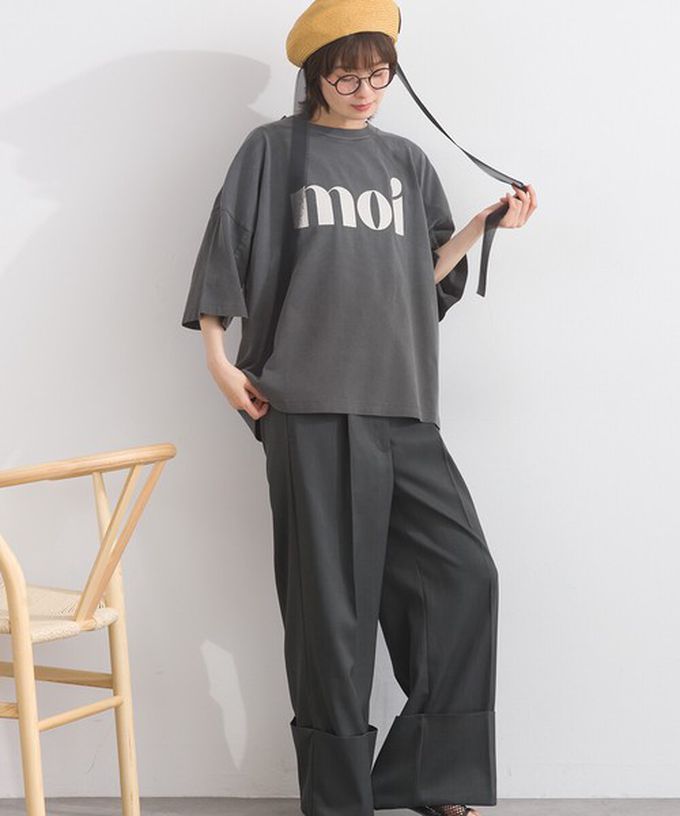 日本 Lupilien - 純棉復古刷色簡約落肩五分袖上衣-紫